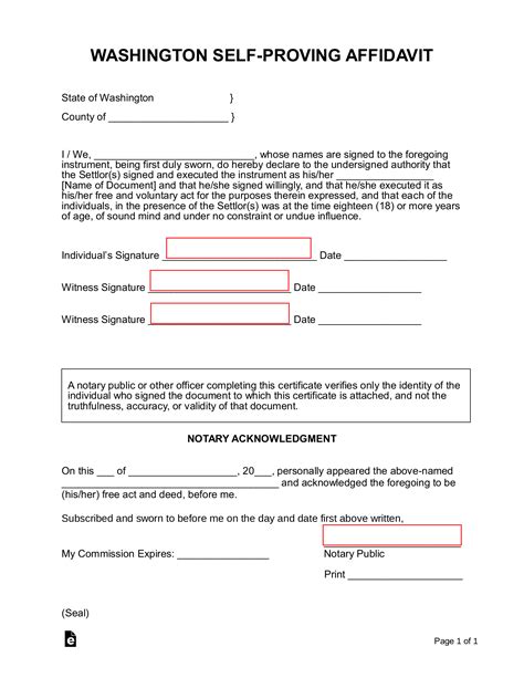 Printable Notary Forms Washington State Printable Forms Free Online