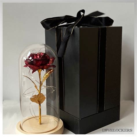 Lovelockers Gouden Roos Glazen Stolp Luxe Geschenk Verpakking