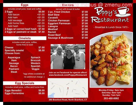 Online Menu of Poppys Restaurant Restaurant, North Branford, Connecticut, 06471 - Zmenu