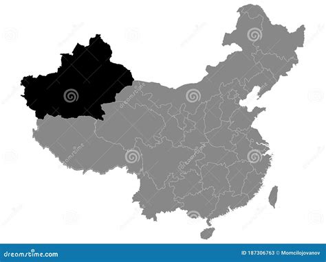 Location Map Of Xinjiang Uyghur Autonomous Region Stock Vector