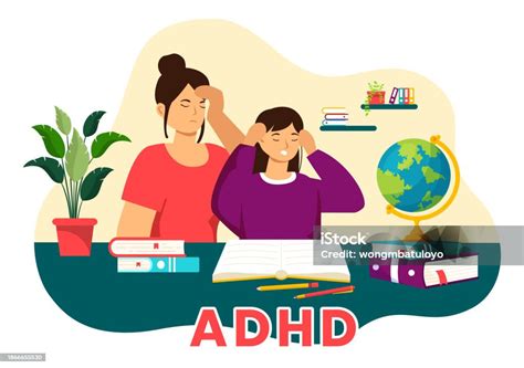 Adhd Or Attention Deficit Hyperactivity Disorder Vector Illustration