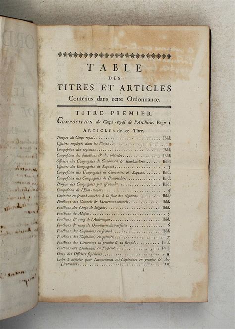 Ordonnance Du Roi Concernant Le Corps Royal De L Artillerie Du