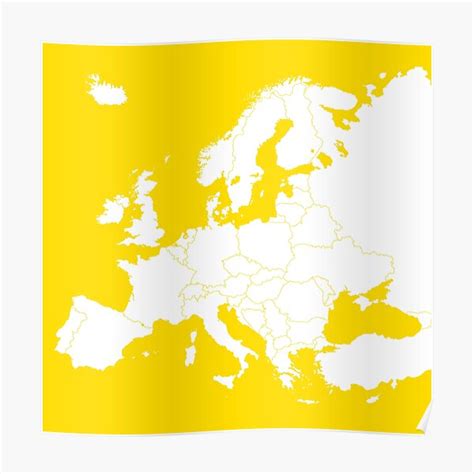 Europe Yellow Map Poster By Sebinlondon Redbubble