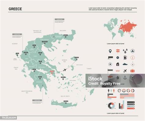 希臘的向量圖 高詳細的國家地圖與分裂 城市和資本雅典政治地圖 世界地圖 資訊圖元素向量圖形及更多希臘 南歐圖片 希臘 南歐 地圖