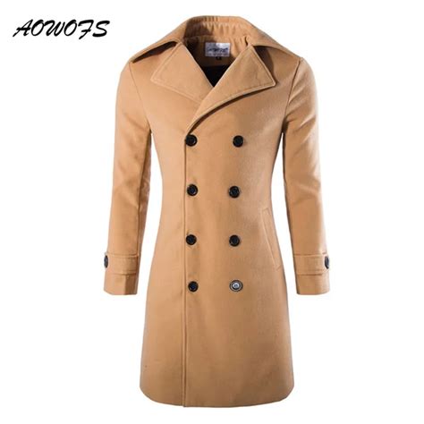 Aowofs Mens Casacos Do Sobretudo Longo Trench Coats Inverno Masculino