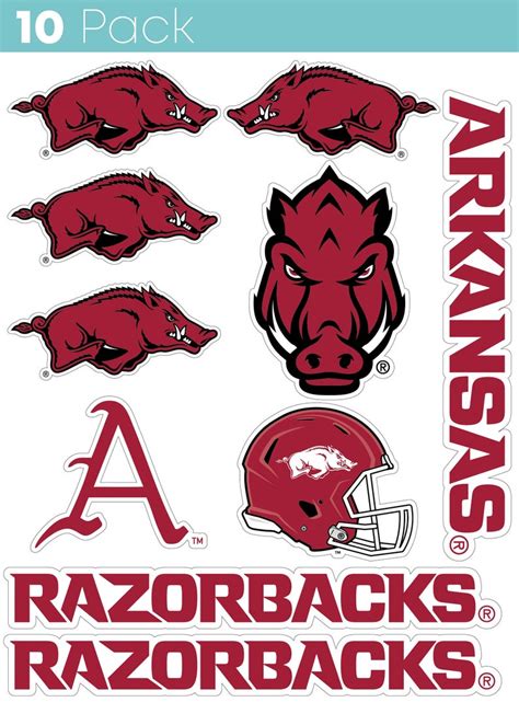 Arkansas Razorbacks 10 Pack Collegiate Vinyl Decal Sticker Etsy