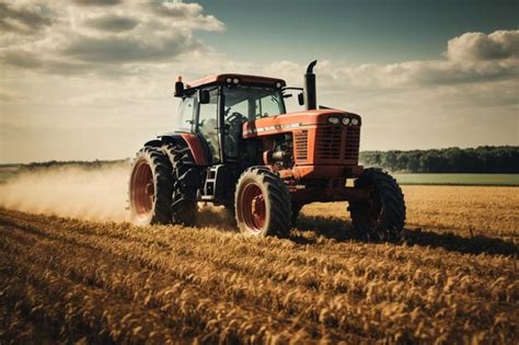 Tractor trabajando en la granja un transporte agrícola moderno un