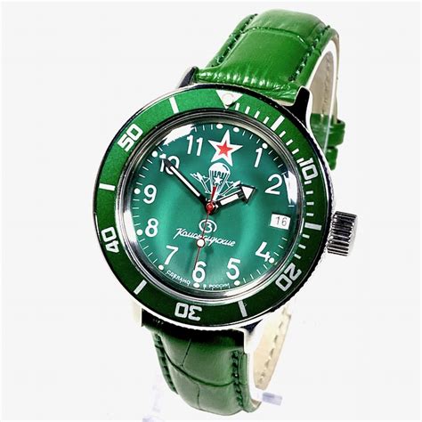 Automatic Watch VOSTOK AMPHIBIA VDV With Green Bezel Glass Case Back