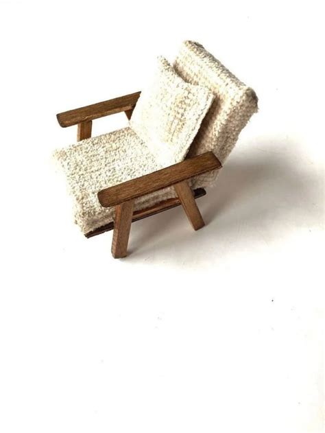 Handmade Dollhouse Miniature Furniture Midcentury Miniature Armchair By