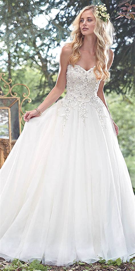 Maggie Sottero Strapless Aline Wedding Dress Deer Pearl Flowers