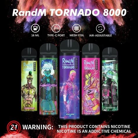 Factory Price E Cigarette Tornado 8000 Puffs 20 Fruits Flavors Low Free