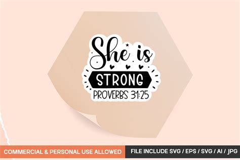 She Is Strong Proverbs 31 25 Sticker Des Graphic By Gatewaydesign