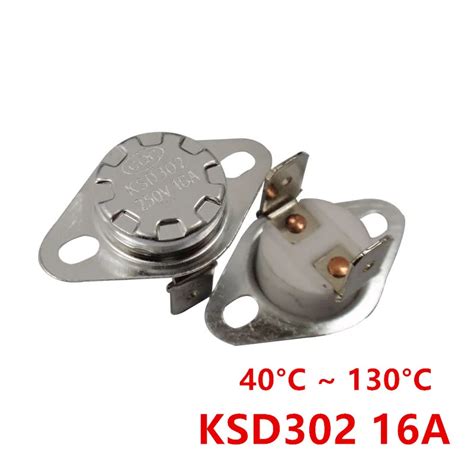 2pcs KSD302 16A 250V 40 130 Degree Ceramic KSD301 Normally Closed