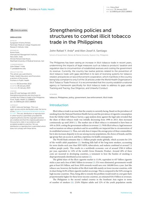 Pdf Strengthening Policies And Structures To Combat Illicit Tobacco