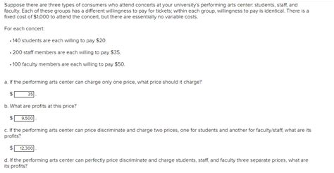 Solved Suppose There Are Three Types Of Consumers Who Attend Chegg