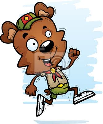 Corrida De Escoteiro De Urso Masculino Dos Desenhos Animados Adesivos