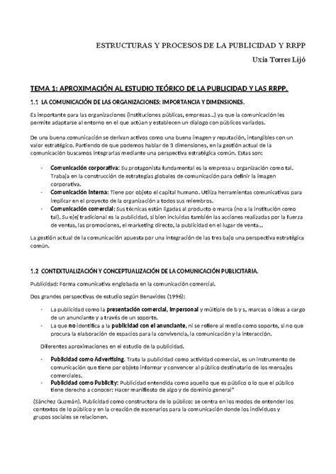 Sistemas Y Procesos Estructuras Y Procesos De La Publicidad Y Rrpp