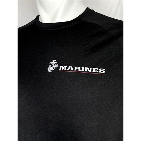 Us Marines Corps Usmc Logo Black Poly Training Shirt Gem