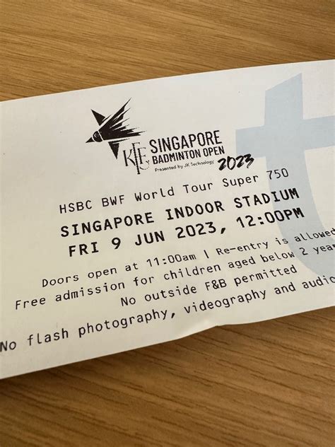 Singapore Badminton Open 2023 Quarterfinals Tickets Vouchers Event