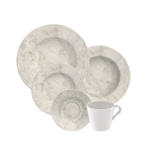 Aparelho De Jantar Porcelana 20 Peças Travertino Tramontina Leroy Merlin