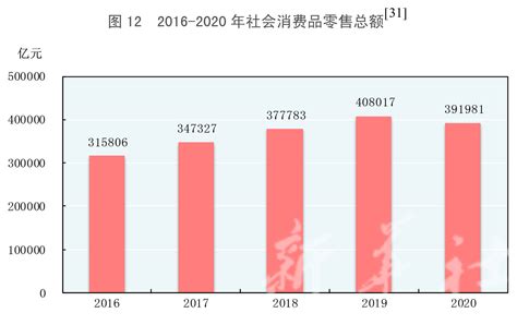 2020年统计公报 图12：2016 2020年社会消费品零售总额新华社