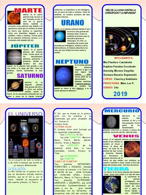 Triptico Sistema Solar Planetario Pdf Planetas Tierra