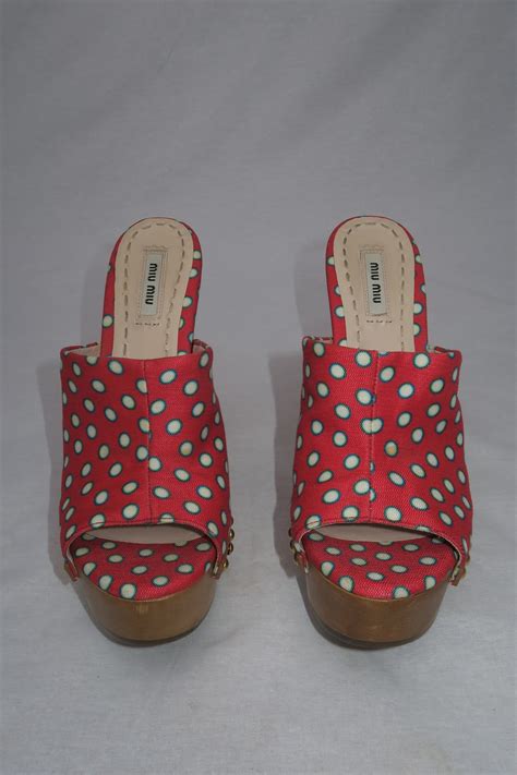 Miu Miu Polka Dot Platform Clog Authentic Miu Miu Vintage Polka Dot Platform Heel Eu 38 Etsy