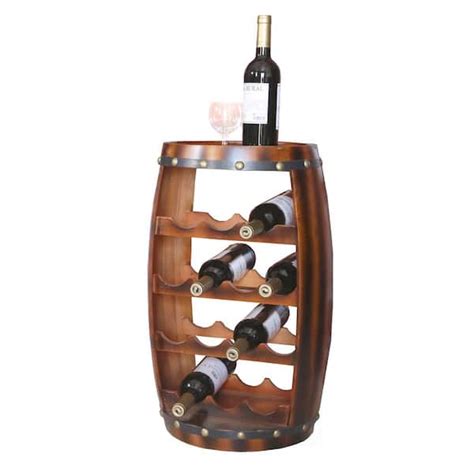 Vintiquewise Wooden Barrel Shaped 14 Bottle Wine Rack Qi003283 The