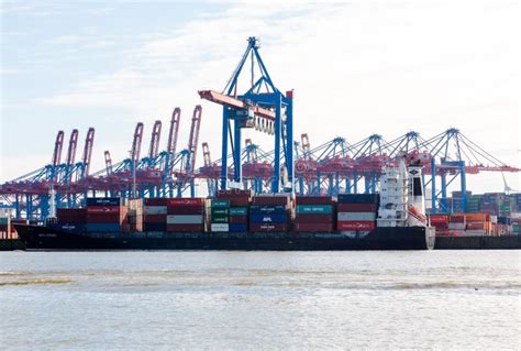 Container Ship In The Port Of Hamburg Known As Editorial Stock Image