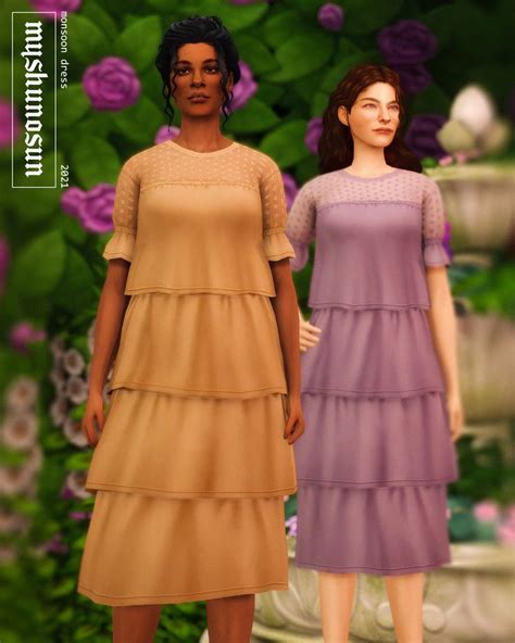 Monsoon Dress Myshunosun Monsoon Dress Sims 4 Clothing Sims 4