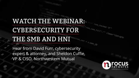 Cybersecurity Webinar With David Furr And Sheldon Cuffie YouTube