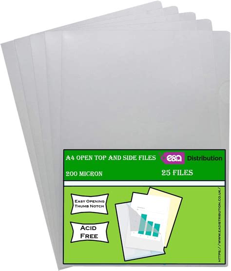 A4 Clear Plastic Open Top And Side Report File Project Covers Sleeves 25