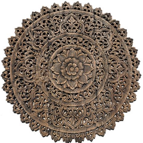 Buddhist Mandala Carved Wall Art Panel Siam Sawadee