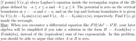 Solved Points V X Y Obeys Laplace S Equation Inside The Chegg