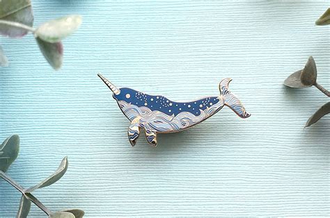 Starry Narwhal Enamel Pin Etsy