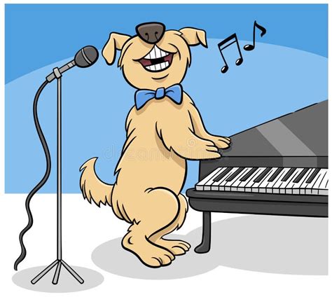 Cartoon Dog Comic Animal Character Singing at the Piano Stock Vector ...