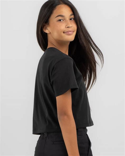 Shop Puma Girls Logo Cropped T Shirt In Black Fast Shipping And Easy Returns City Beach Australia