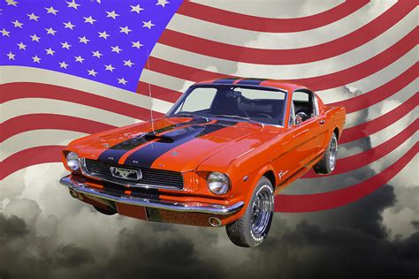 1966 Ford Mustang Fastback And American Flag Photograph By Keith Webber