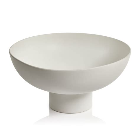 Kumasi White Ceramic Footed Bowl By Zodax Seven Colonial