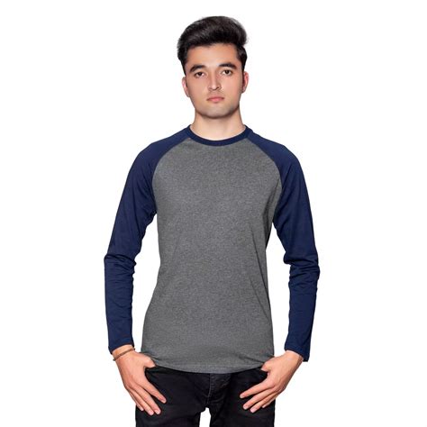 Grey And Navy Raglan Full Sleeve T Shirt For Men Brocode