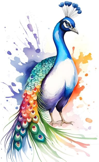 Premium Ai Image Beautiful Watercolor Peacock Illustration