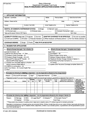 Fillable Online Uwhealth Health Insurance Application Pdf