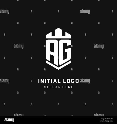 Ag Monogram Logo Initial With Crown And Shield Guard Shape Style Vector