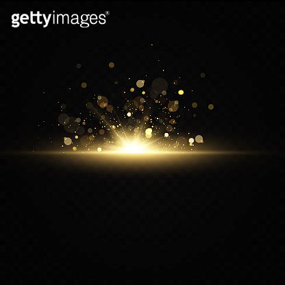 Shining Golden Stars Isolated On Black Background Effects Glare