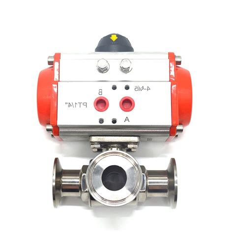 Bstv DIN3337 Pneumatic Automatic Sanitary 3 Way Ball Valve Tri Clamp