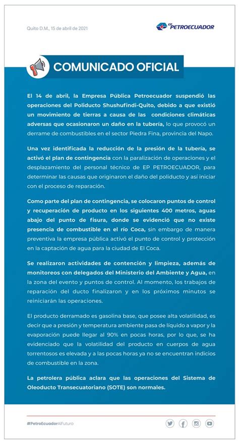 Ep Petroecuador On Twitter Comunicado Oficial