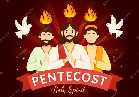 Premium Vector Pentecost Sunday Illustration With Flame And Holy Spirit Dove In Christian