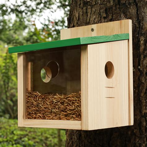 Starswr Bird House Large Bluebird House Feeder Outdoor Mealworms Feeder