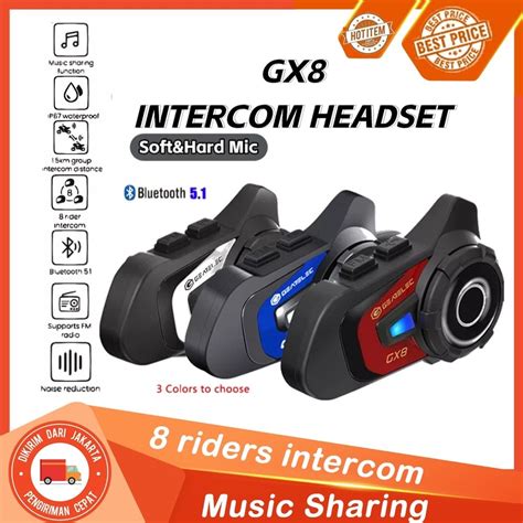 Jual Intercom GEARELEC GX8 Helm Sepeda Motor Bluetooth Intercom Headset