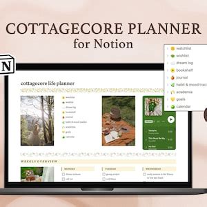 Notion Template Cottagecore Aesthetic Notion Life Planner Etsy